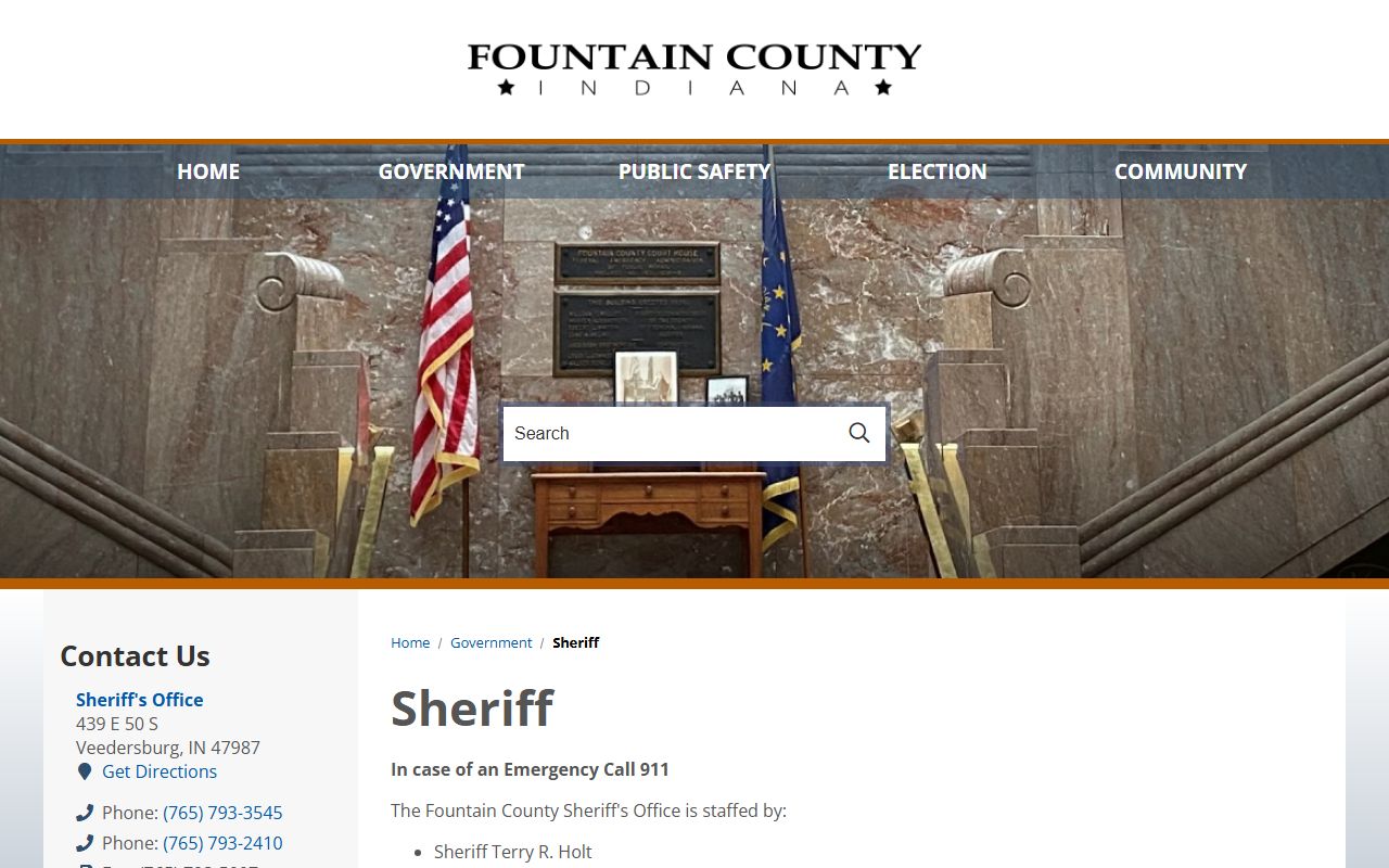 Fountain County inmate population sheriff office page